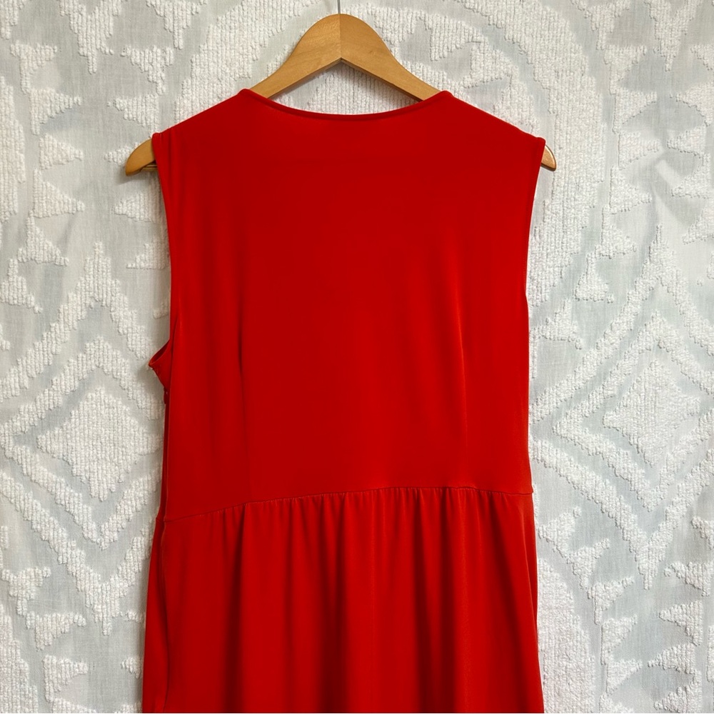 Calvin Klein Red Faux Wrap Surplice Sleeveless Dress - Picture 9 of 10